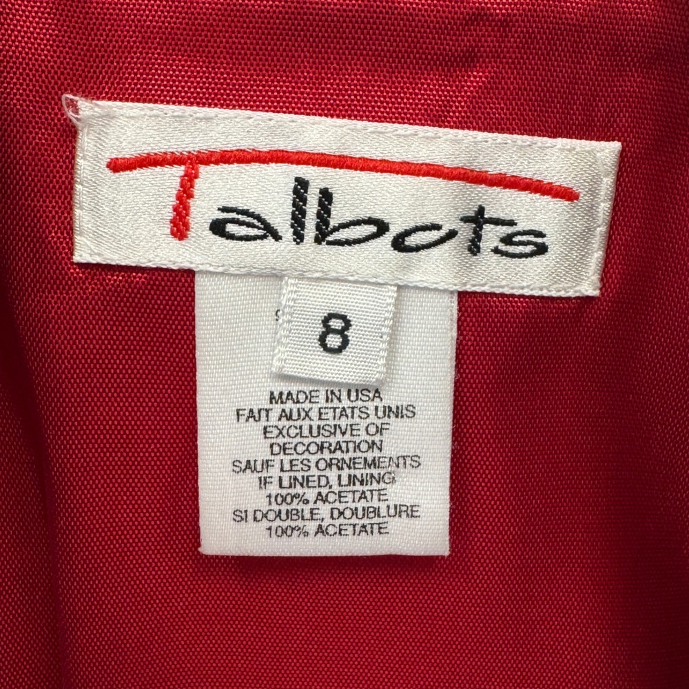 Vintage Talbots Wool Blend Vest Black Velvet Collar Button Front Size 8 USA Red - Picture 6 of 8